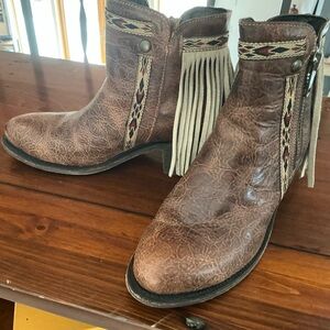Corral Brown Fringe Boots 9
